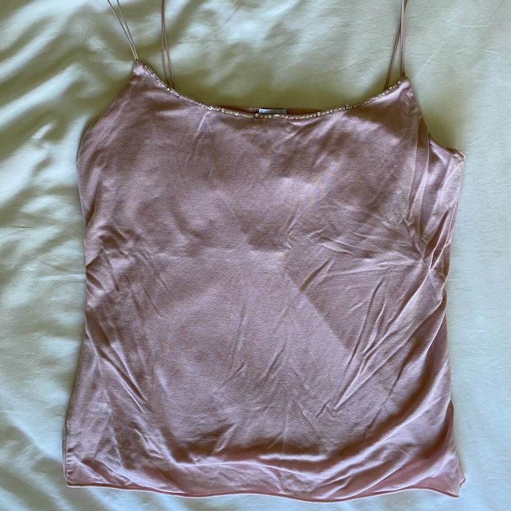 90’s vintage baby pink tank w/ beading size L